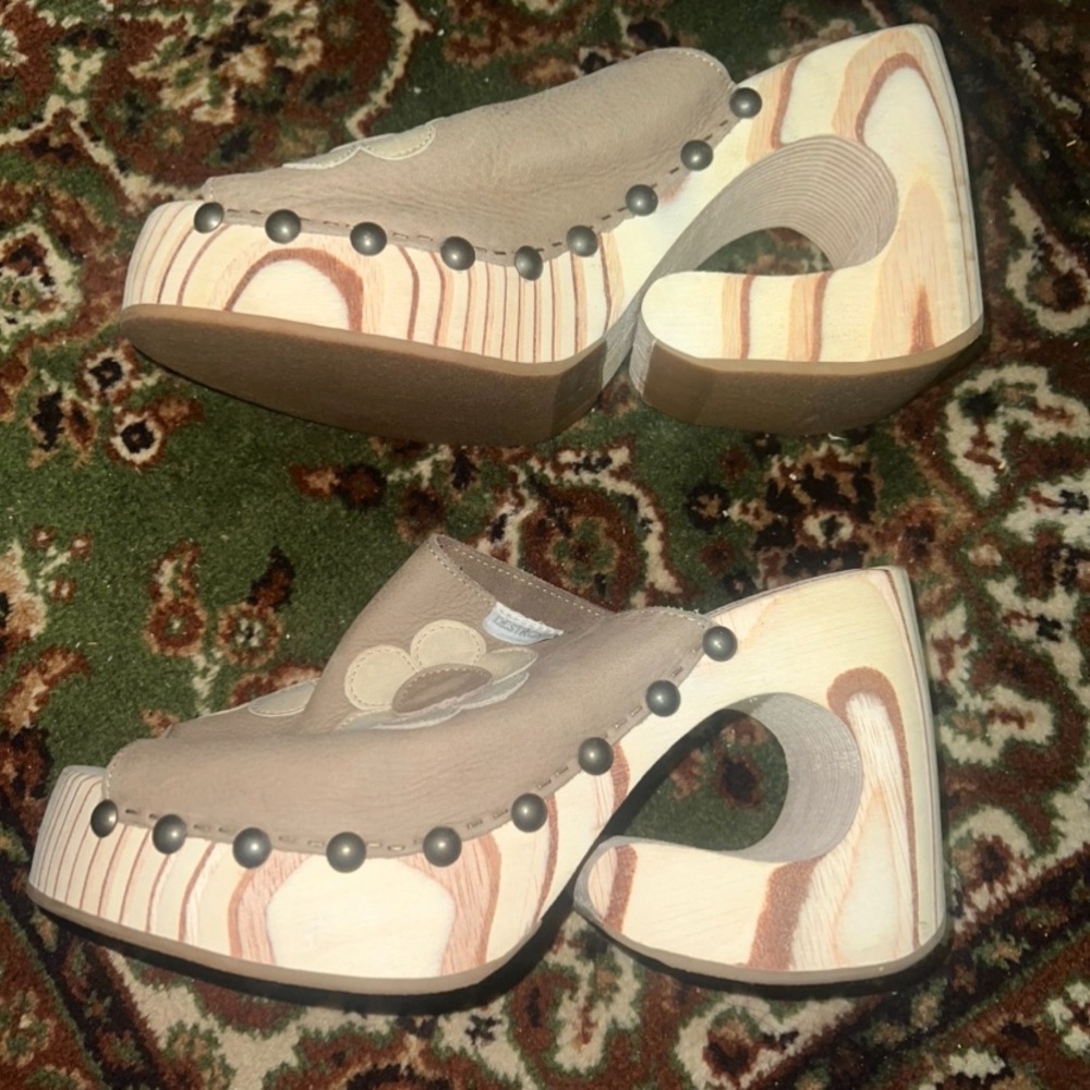 rare -OAK DESTROY Vintage Y2K Platform Chunky Wooden Sandals